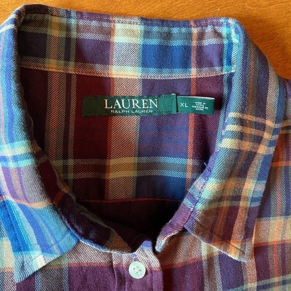 XL 100% - plaid button front Lauren Ralph Lauren lightweight. - Picture 2 of 9